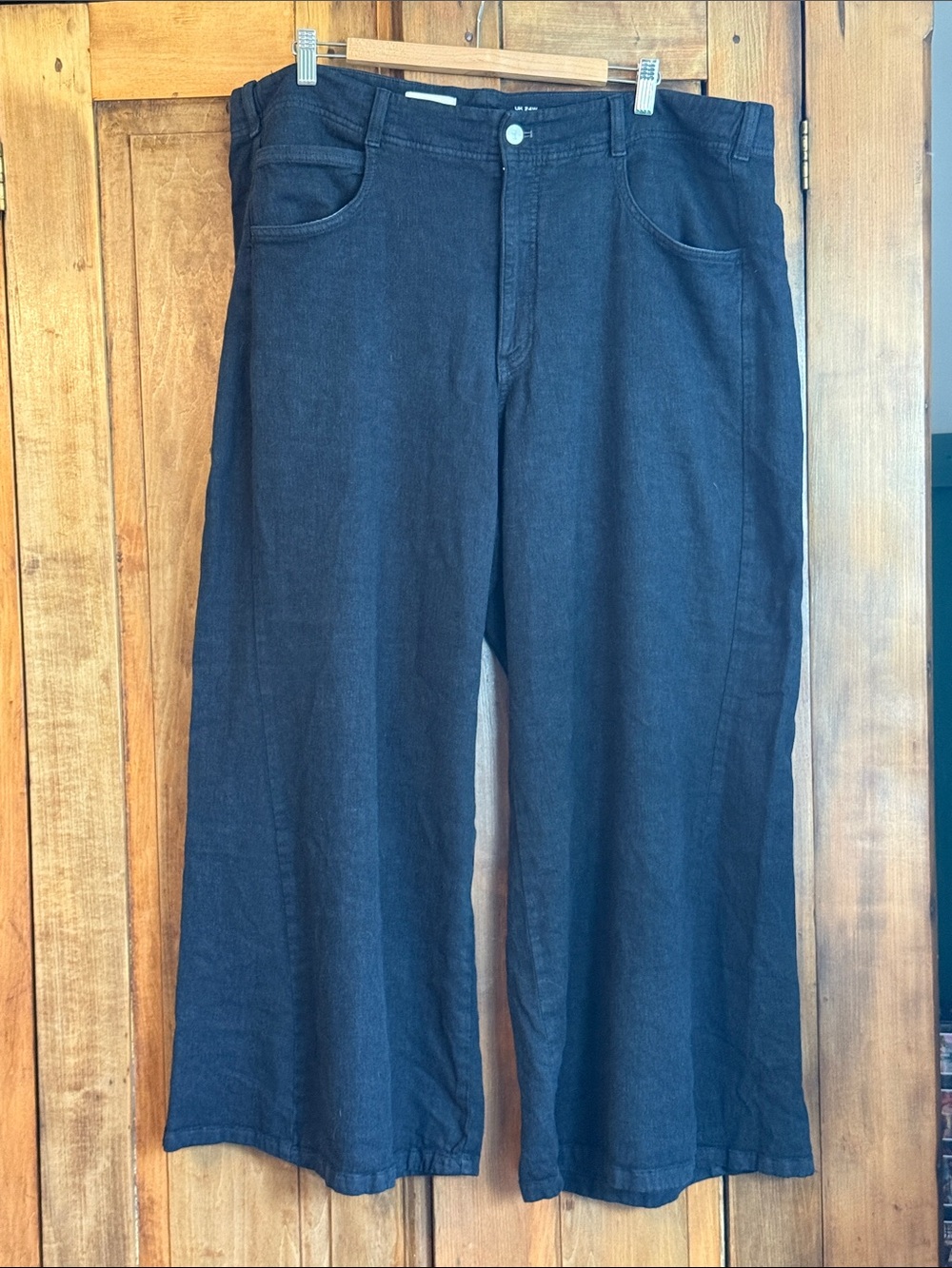 Pilcro Black Linen & Cotton Denim Wide Legged Crop Pant Sz. 20
